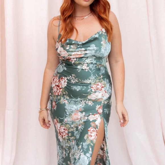 Petal & Pup Floral Maxi Dress in Teal and Pink - Picture 2 of 8